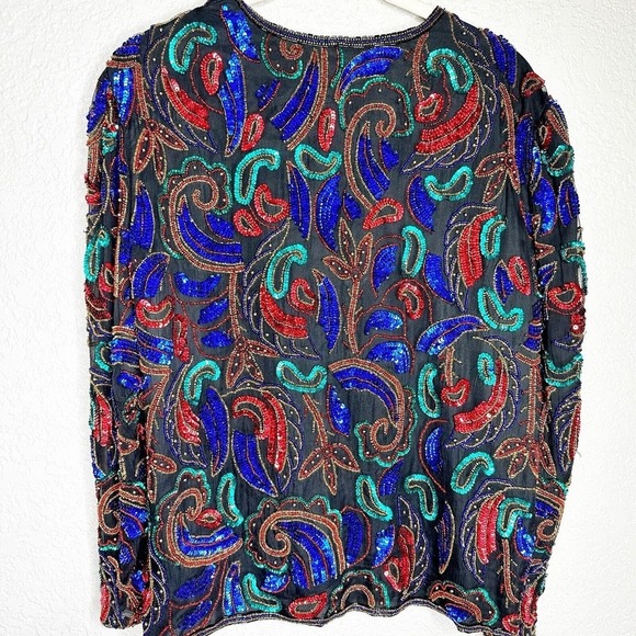 SCALA Women’s Vintage Evening Jacket Sequins & Beads Size Small - Picture 3 of 7